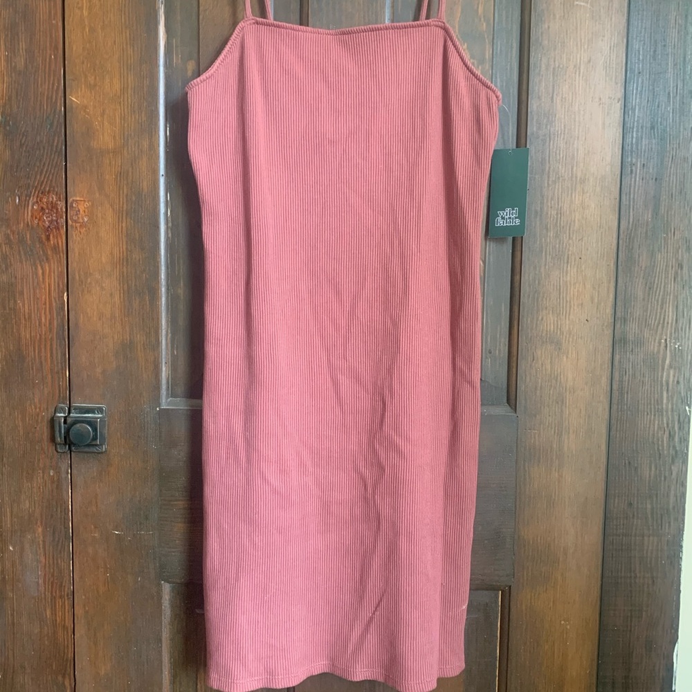 WILD FABLE ribbed body on dress with tie straps